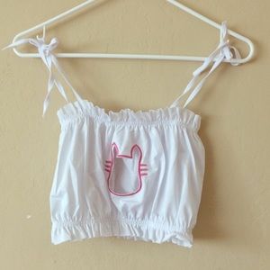Kawaii Cat Neko Keyhole Ruched Lingerie Top